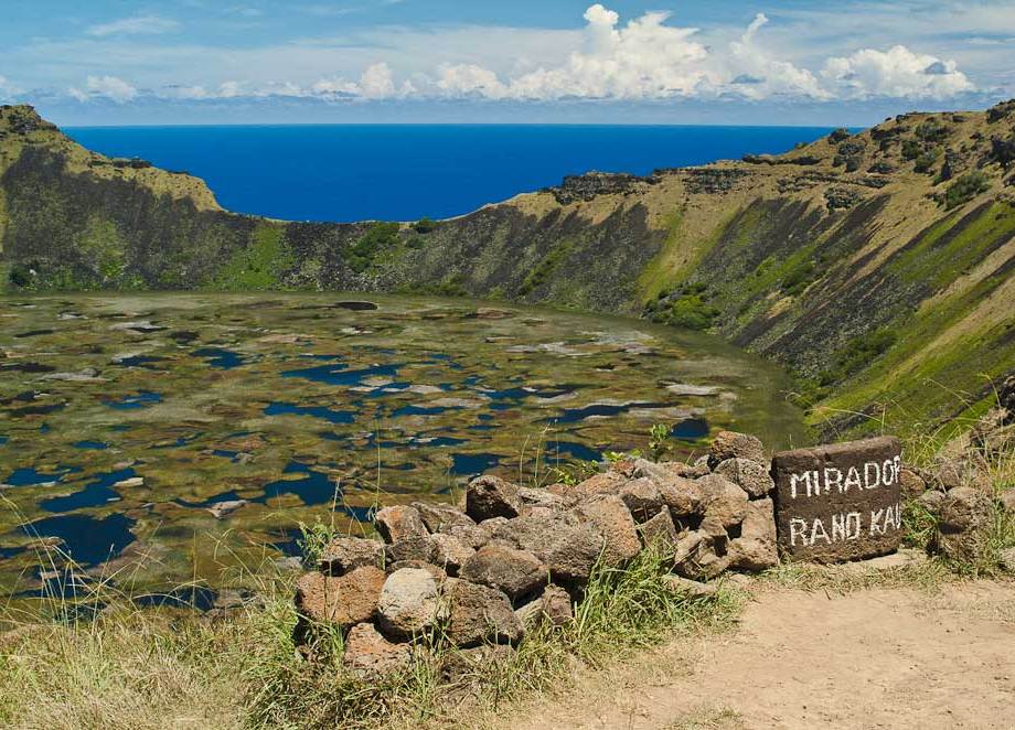 Rano Kau - Volcano lake is island's largest fresh water supply