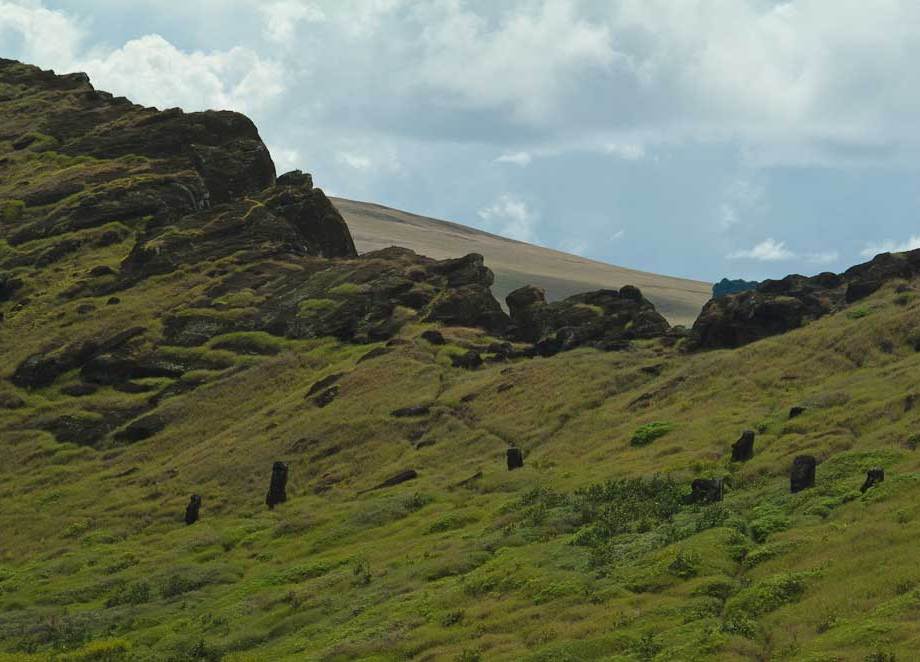 Moai on sides of quarry