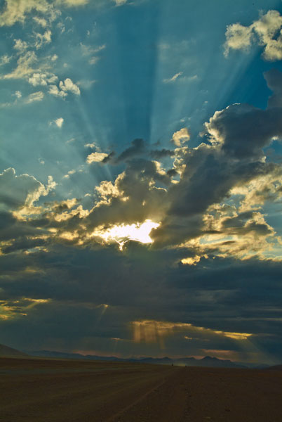 Into the desert at dawn